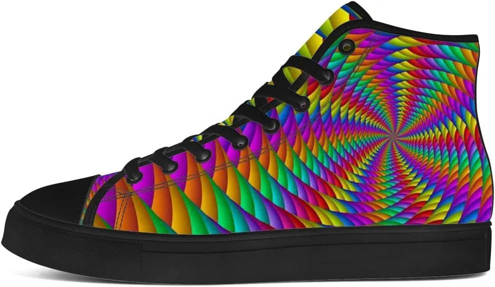 Psychedelic High Top Canvas Shoes Abstract Trippy High Top Sneakers Lace Up Casual Shoes Gifts for Men Women