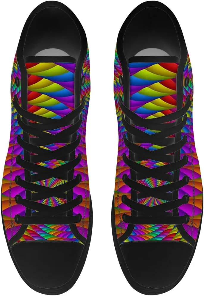 Psychedelic High Top Canvas Shoes Abstract Trippy High Top Sneakers Lace Up Casual Shoes Gifts for Men Women