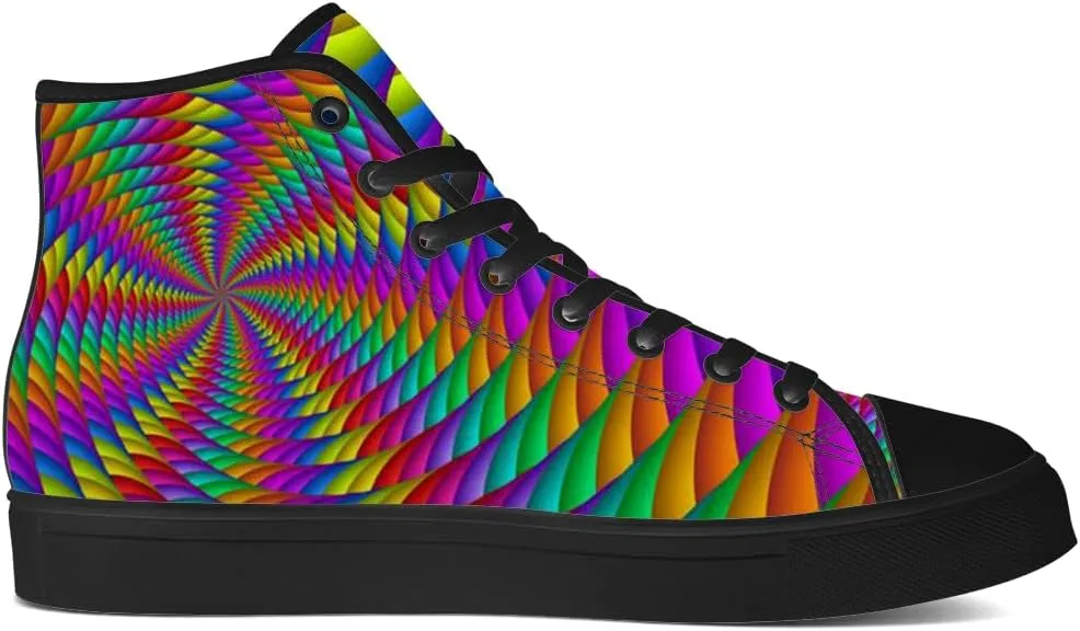 Psychedelic High Top Canvas Shoes Abstract Trippy High Top Sneakers Lace Up Casual Shoes Gifts for Men Women