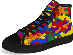 Rainbow Camouflage High Top Canvas Shoes Camo High Top Sneakers Lace Up Casual Shoes Gifts for Men Women