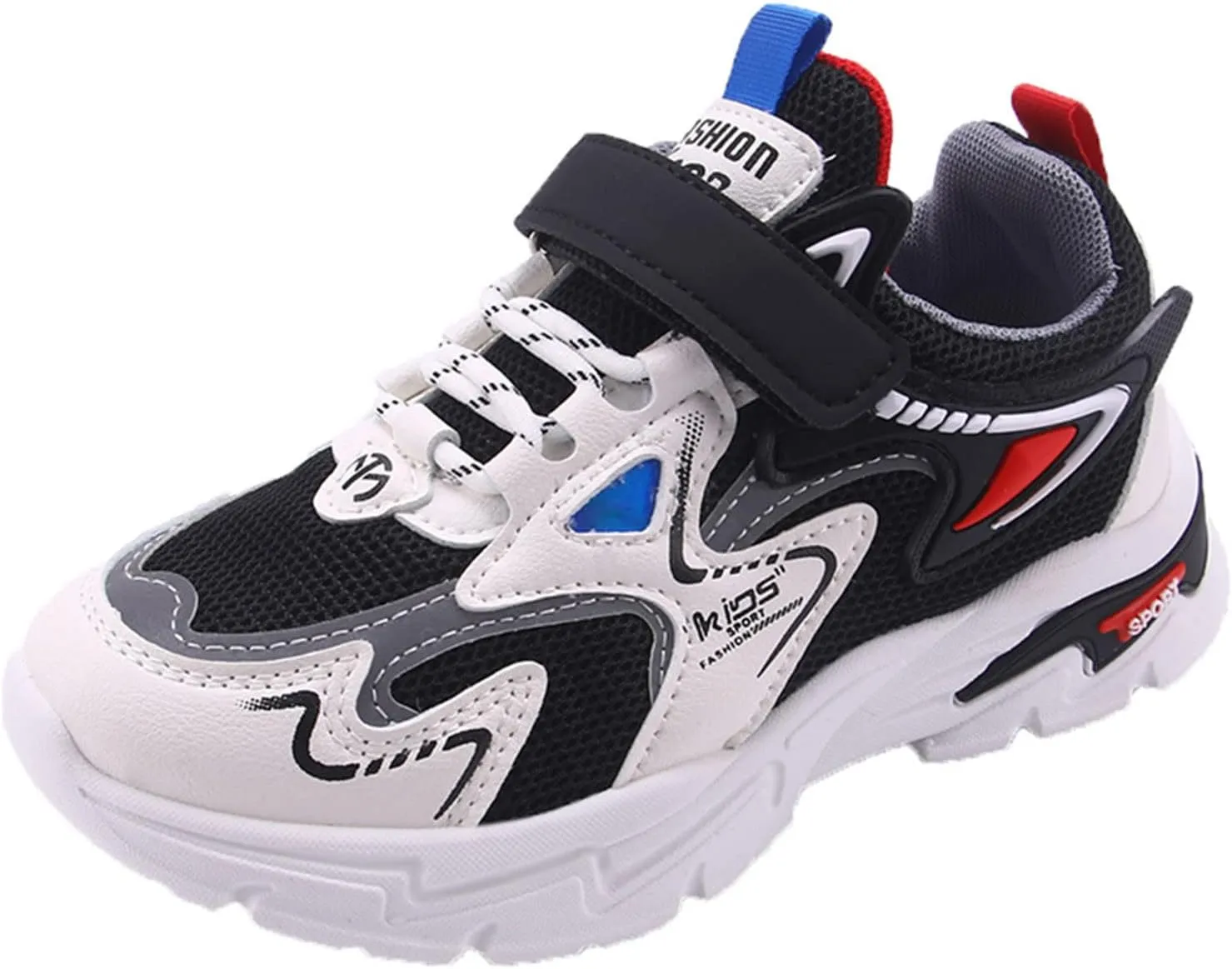 Running Sneakers for Boys and Girls, Kids Tennis Running Shoes, Soft Lightweight Breathable (Black, 13.5 Little Child)