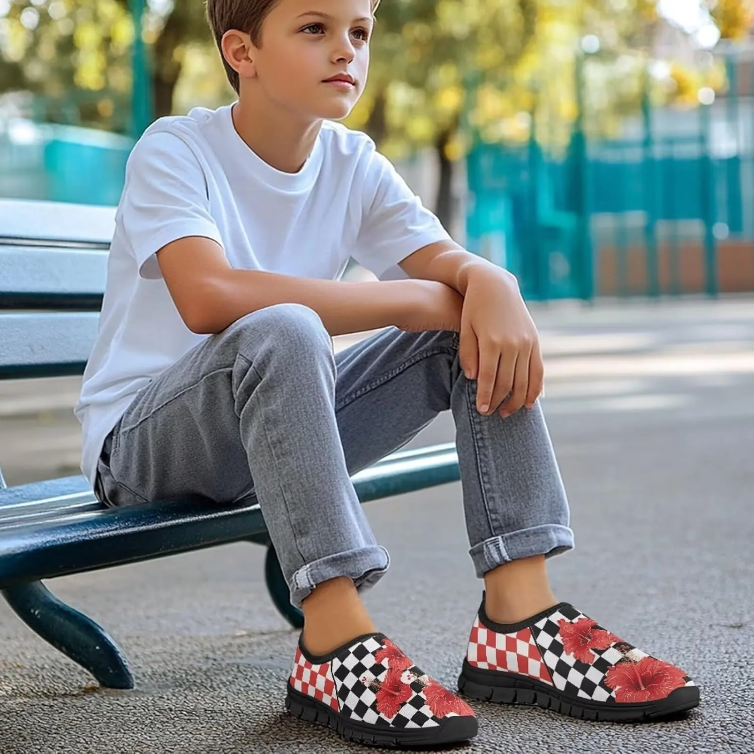 School Sneakers for Girls Boys Breathable Mesh Tennis Shoes Lightweight Slip on Running Walking Shoe