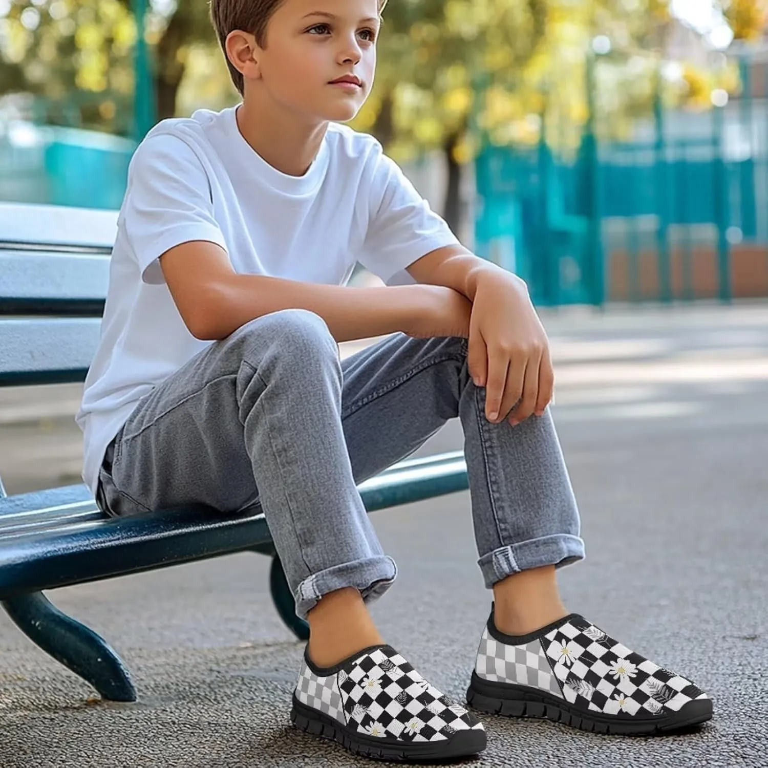 School Sneakers for Girls Boys Breathable Mesh Tennis Shoes Lightweight Slip on Running Walking Shoe