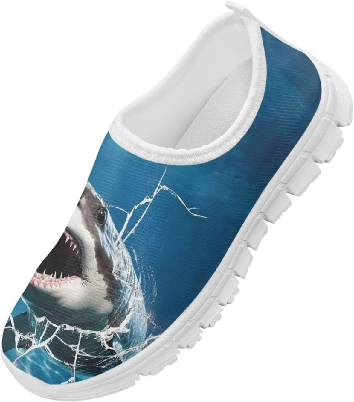 Shark Shoes for Boys School Sneakers Breathable Mesh Walking Running Shoes Lightweight Slip on Tennis Shoe