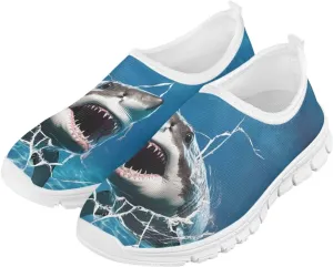 Shark Shoes for Boys School Sneakers Breathable Mesh Walking Running Shoes Lightweight Slip on Tennis Shoe
