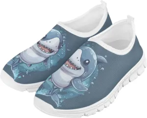 Shark Shoes for Boys School Sneakers Breathable Mesh Walking Running Shoes Lightweight Slip on Tennis Shoe
