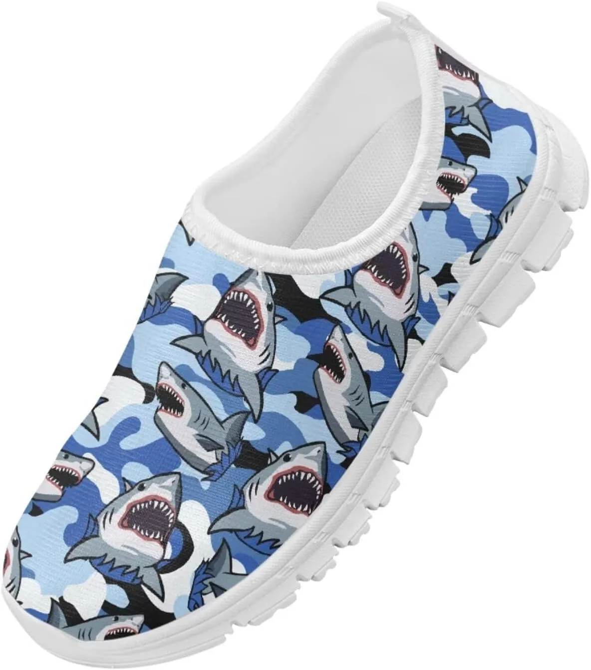 Shark Shoes for Boys School Sneakers Breathable Mesh Walking Running Shoes Lightweight Slip on Tennis Shoe
