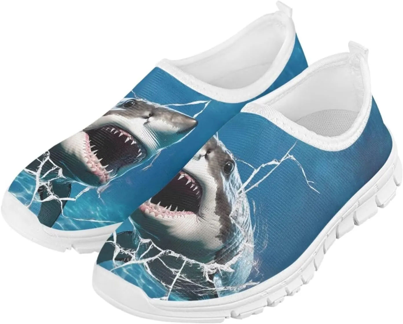 Shark Shoes for Boys School Sneakers Breathable Mesh Walking Running Shoes Lightweight Slip on Tennis Shoe