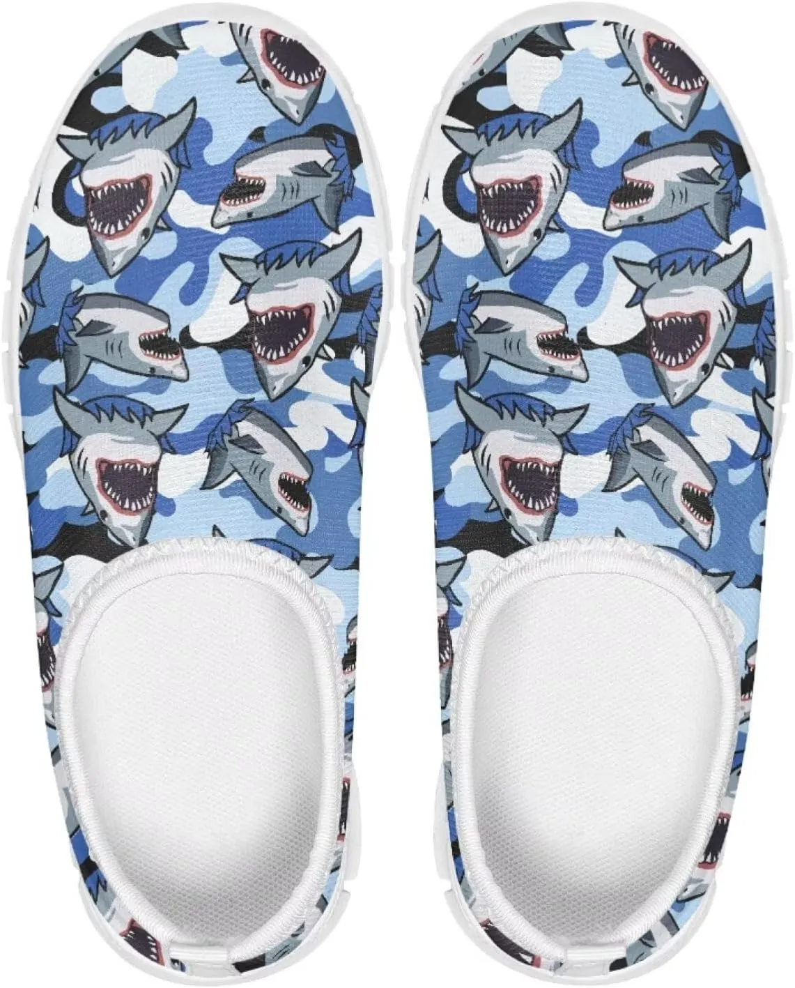 Shark Shoes for Boys School Sneakers Breathable Mesh Walking Running Shoes Lightweight Slip on Tennis Shoe