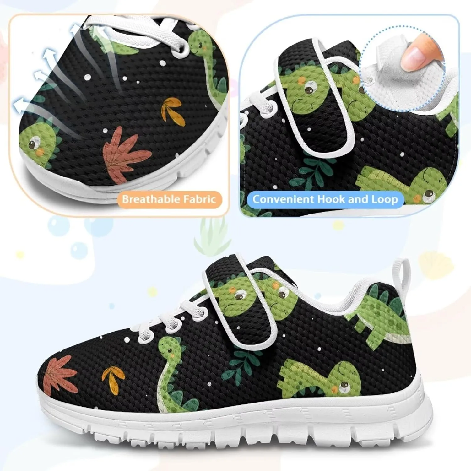 Shoes for Boys Girls Cozy Breathable Anti-Slip Running Sneaker Lightweight Hook and Loops School Athletic Tennis Sneakers for Children/Big Kids/Litter Boys Girls/Toddler