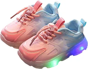 Sneakers for Kids Girls Boys Flashing for Little Kid LED Light Up Sneakers Breathable Sport Casual Adjustable Strap