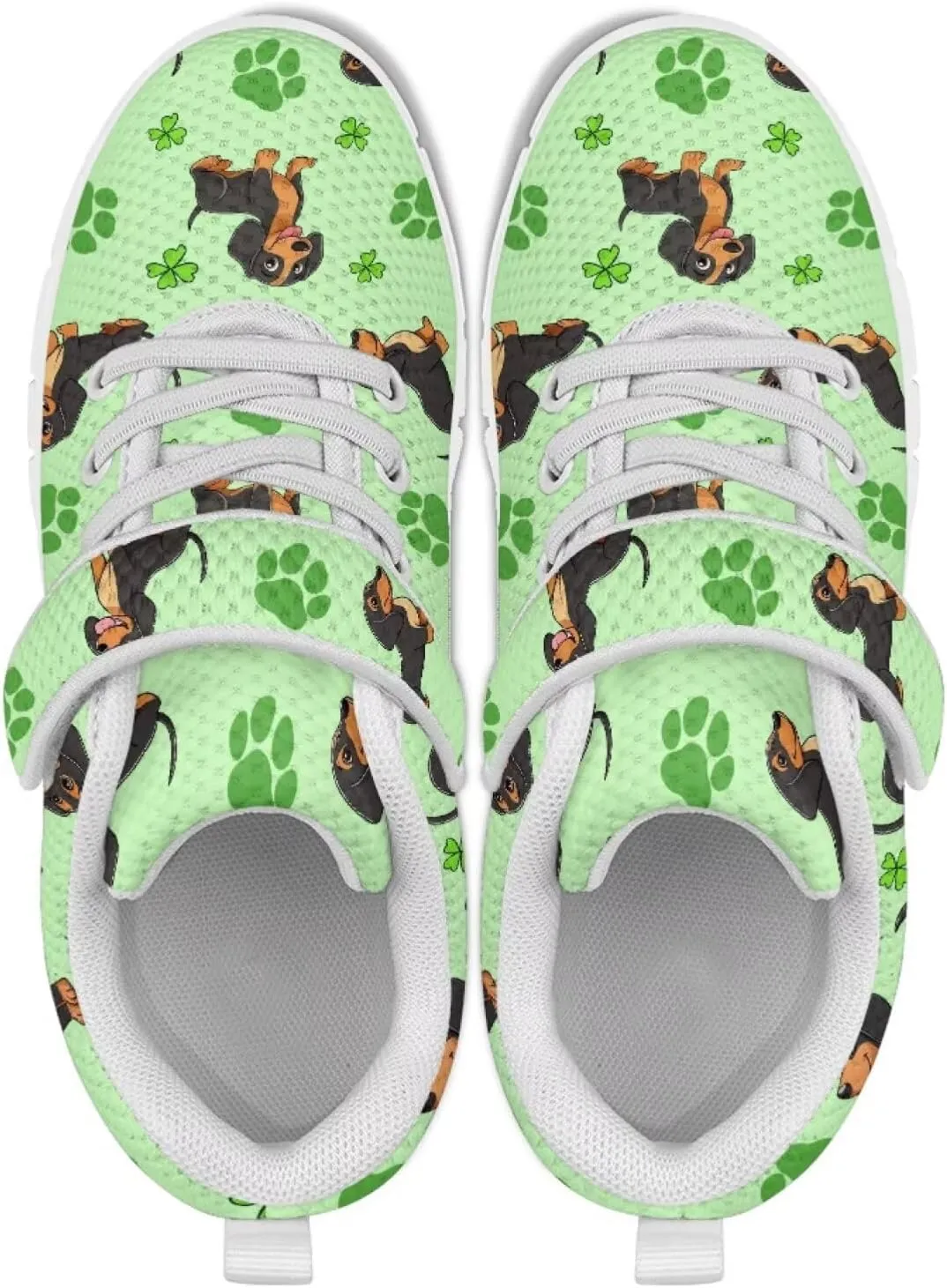 St Patrick's Day Running Shoes Plants Pattern Boys Girls Sneakers with Single Buckle Soft Lightweight Footwear for Play Casual and Everyday Use