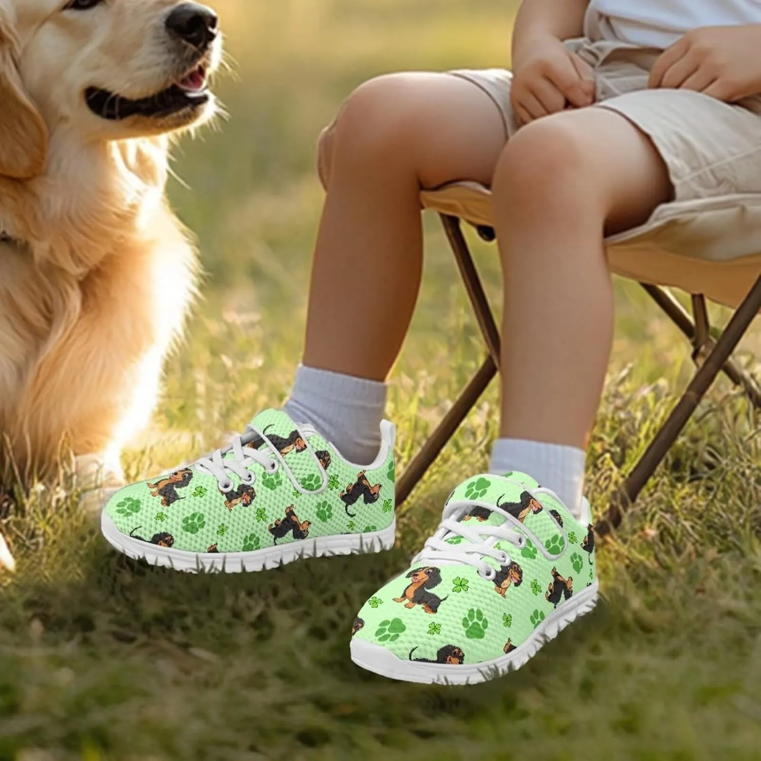 St Patrick's Day Running Shoes Plants Pattern Boys Girls Sneakers with Single Buckle Soft Lightweight Footwear for Play Casual and Everyday Use