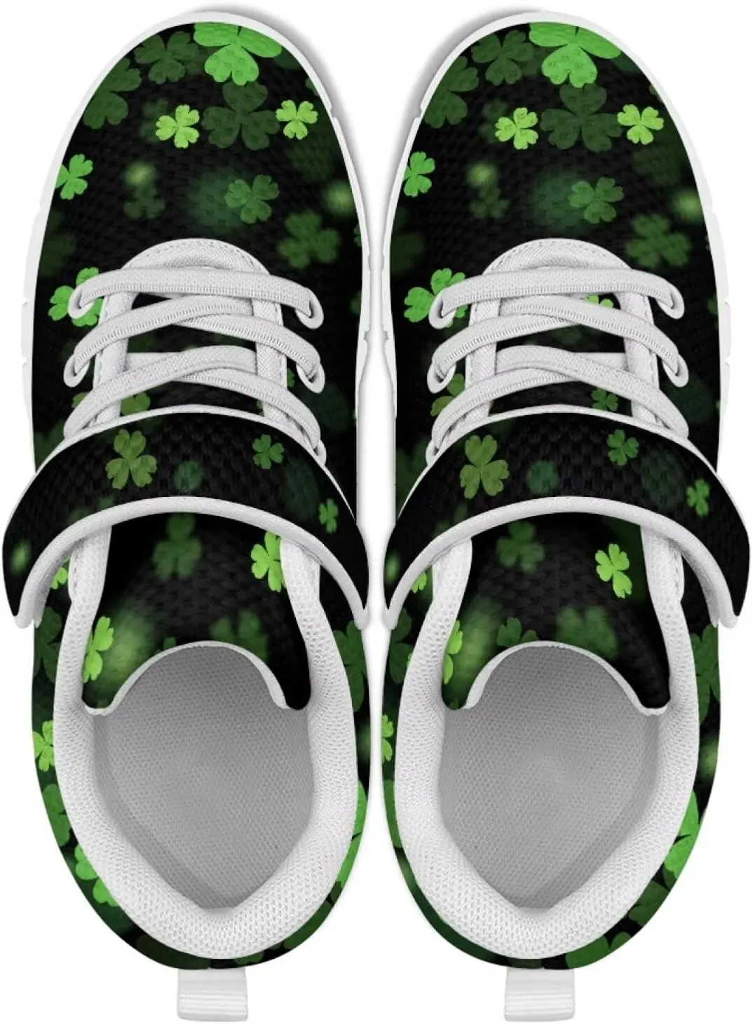 St Patrick's Day Running Shoes Plants Pattern Boys Girls Sneakers with Single Buckle Soft Lightweight Footwear for Play Casual and Everyday Use