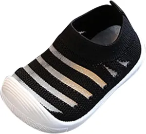 Summer and Autumn Cute Girls Flying Woven Mesh Breathable Flat Solid Color Slip On Comfortable Girls Size 1