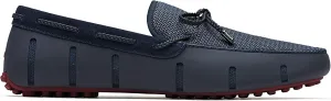 SWIMS Mens Loafers, Braided Lace Shoes for Men, Casual Beach Loafer, Comfortable Summer Shoe, Stylish Lightweight Walking Footwear, Quick Dry Breathable Eco Friendly Footbed (Navy/Red,9.5)
