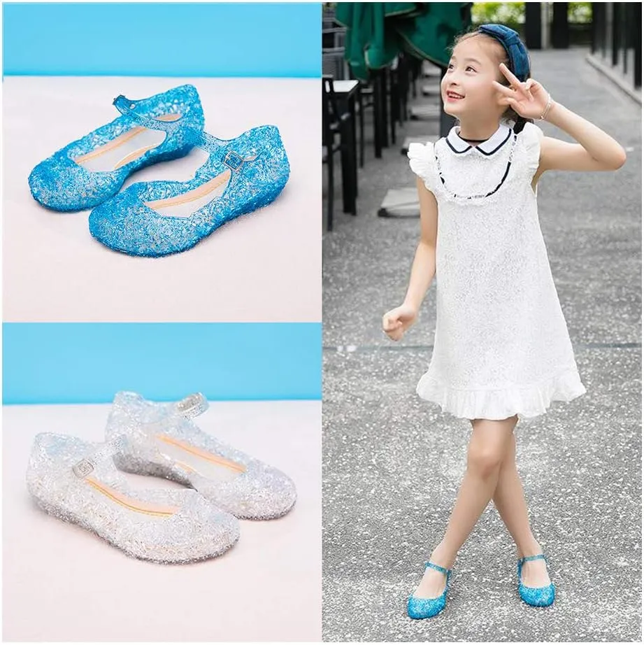 techcity Princess Girls Sandals Dress Up Dance Party Cosplay Jelly Shoes for Kids Toddler Mary Janes