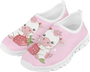 Tennis Shoes for Girls Breathable Mesh Running Shoes Lightweight Slip on Athletic Walking Shoe