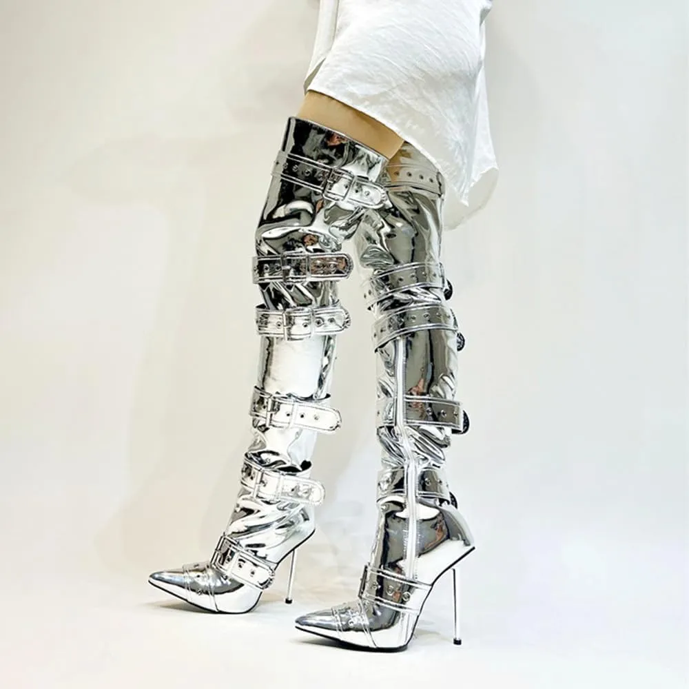 Thigh High Boots for Women Sexy Pointed Toe Stiletto High Heel Over The Knee Boots