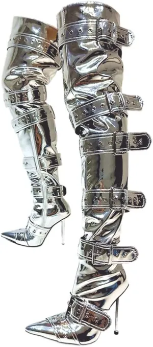Thigh High Boots for Women Sexy Pointed Toe Stiletto High Heel Over The Knee Boots