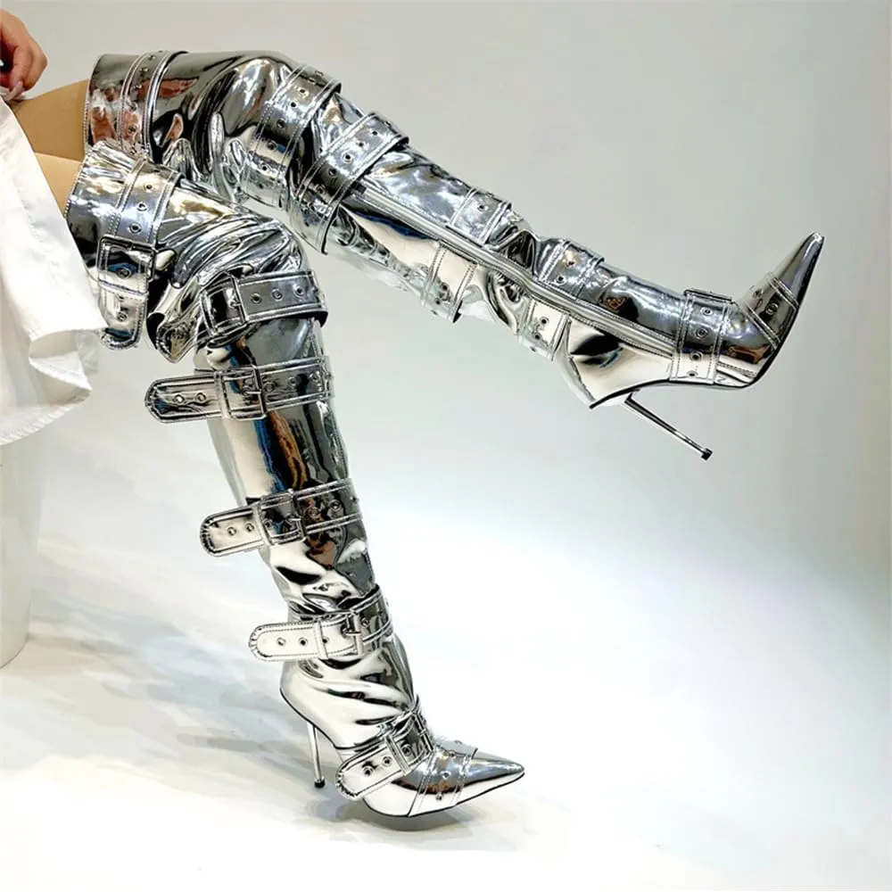 Thigh High Boots for Women Sexy Pointed Toe Stiletto High Heel Over The Knee Boots