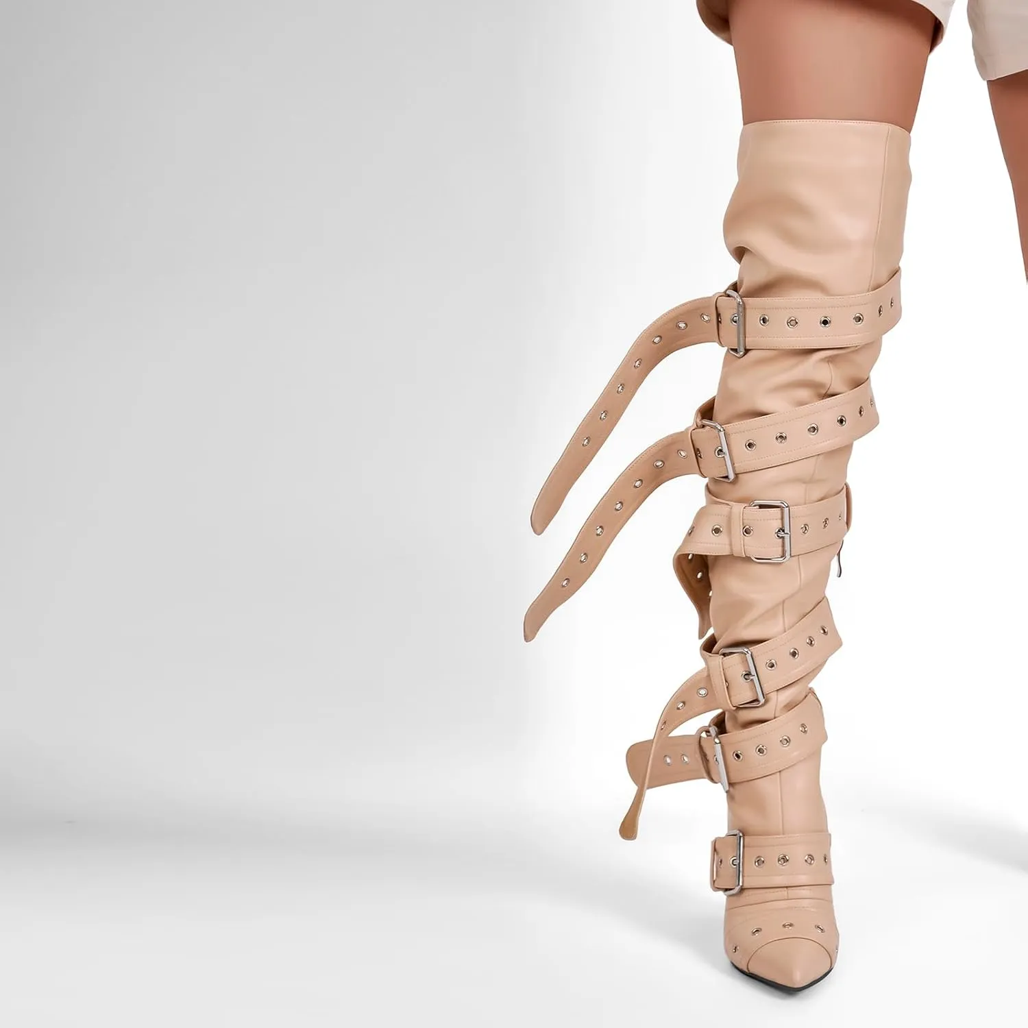 Thigh High Boots for Women Sexy Pointed Toe Stiletto High Heel Over The Knee Boots