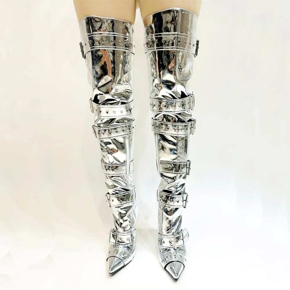 Thigh High Boots for Women Sexy Pointed Toe Stiletto High Heel Over The Knee Boots