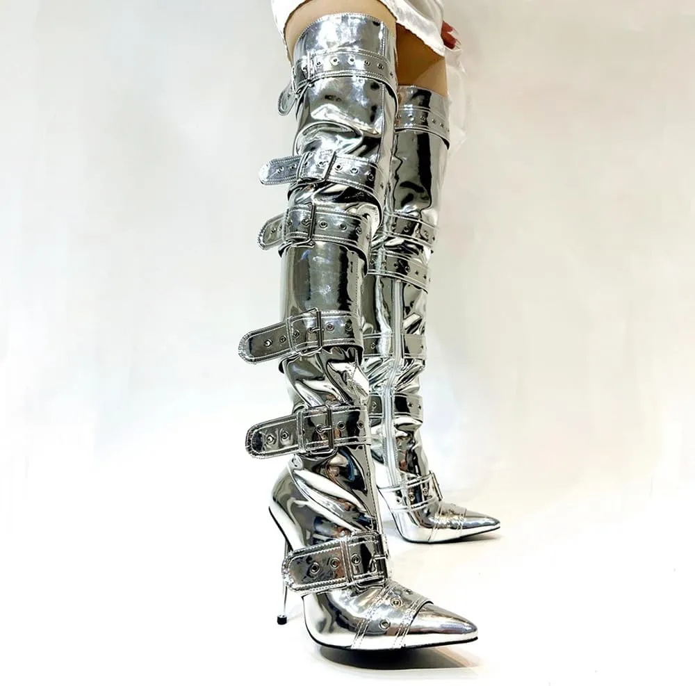 Thigh High Boots for Women Sexy Pointed Toe Stiletto High Heel Over The Knee Boots