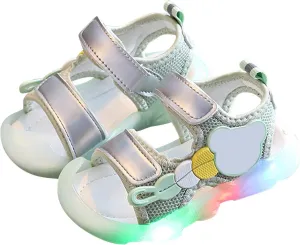 Toddler Girls Boys Light Up Sandals, Lightweight Non Slip Adjustable Strap Open Toe Beach Water Shoes for Kids