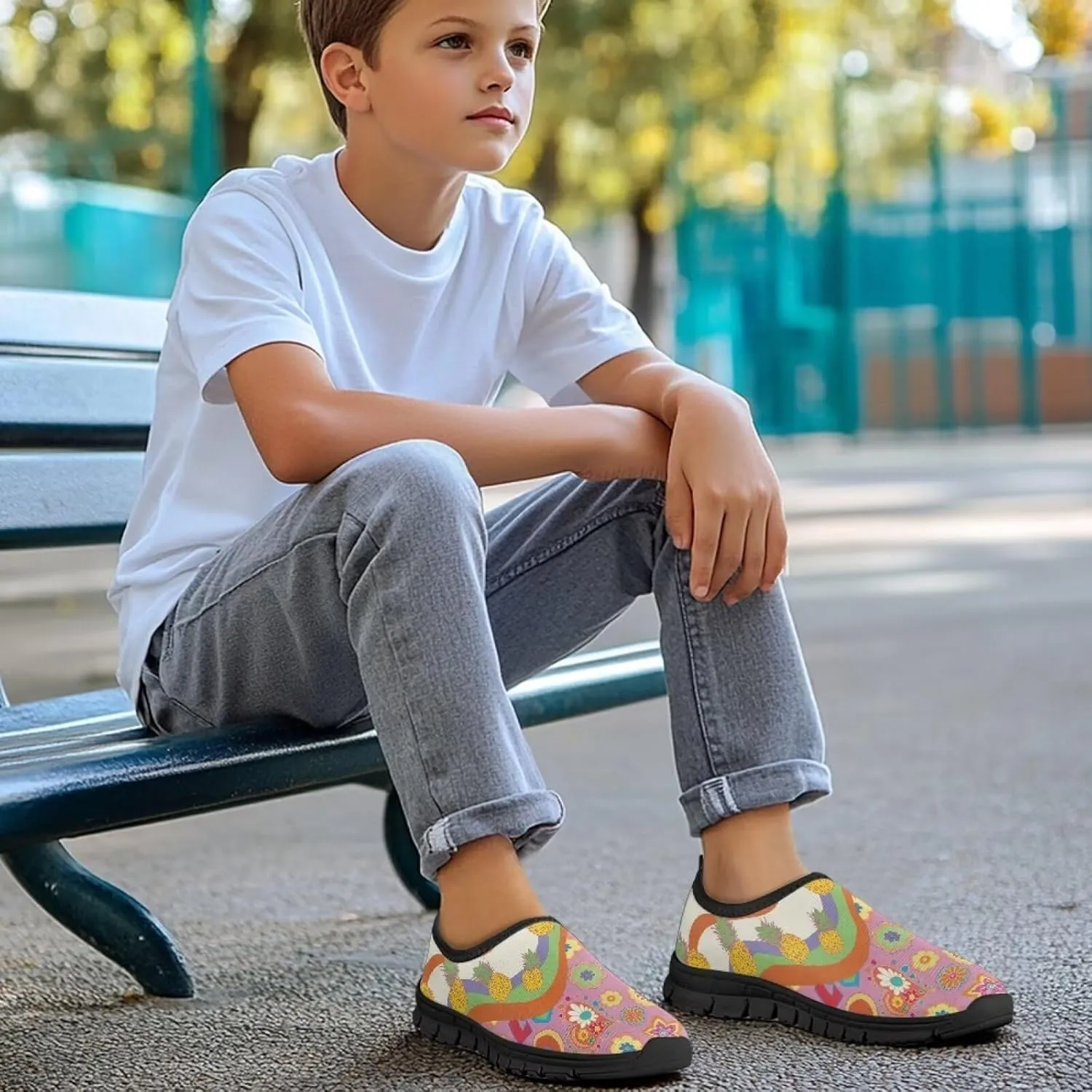 Tropical Pineapple Running Shoes Low Cut Sneakers for Girls Boys Big Kid Little Kid Children's Casual Fashion Wide Shoes