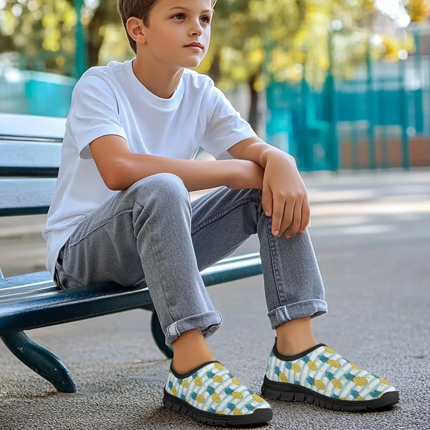 Tropical Pineapple Running Shoes LowCut Sneakers for Boys and Girls Comfortable Wide Fashion Casual Shoes