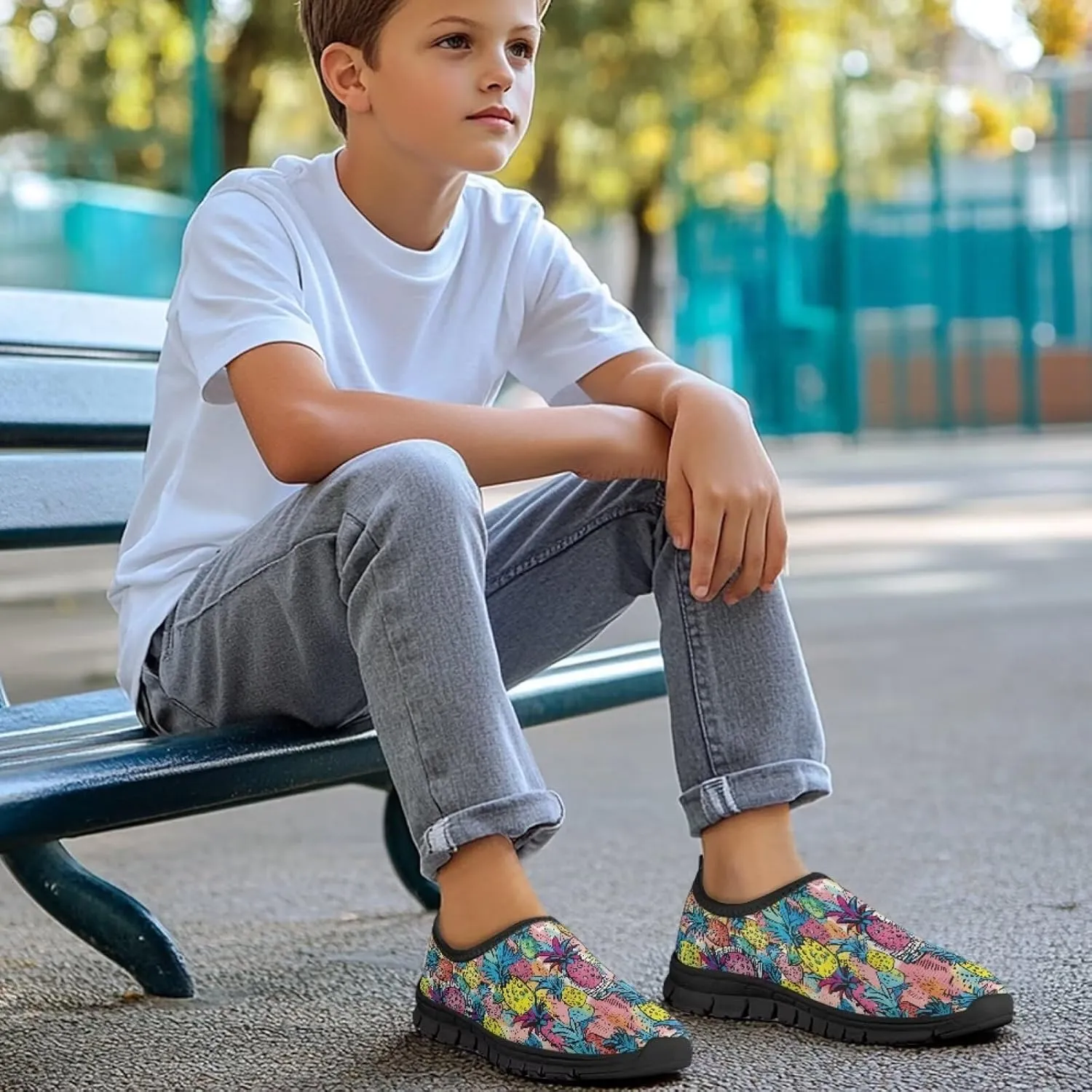 Tropical Pineapple Running Shoes LowCut Sneakers for Boys and Girls Comfortable Wide Fashion Casual Shoes