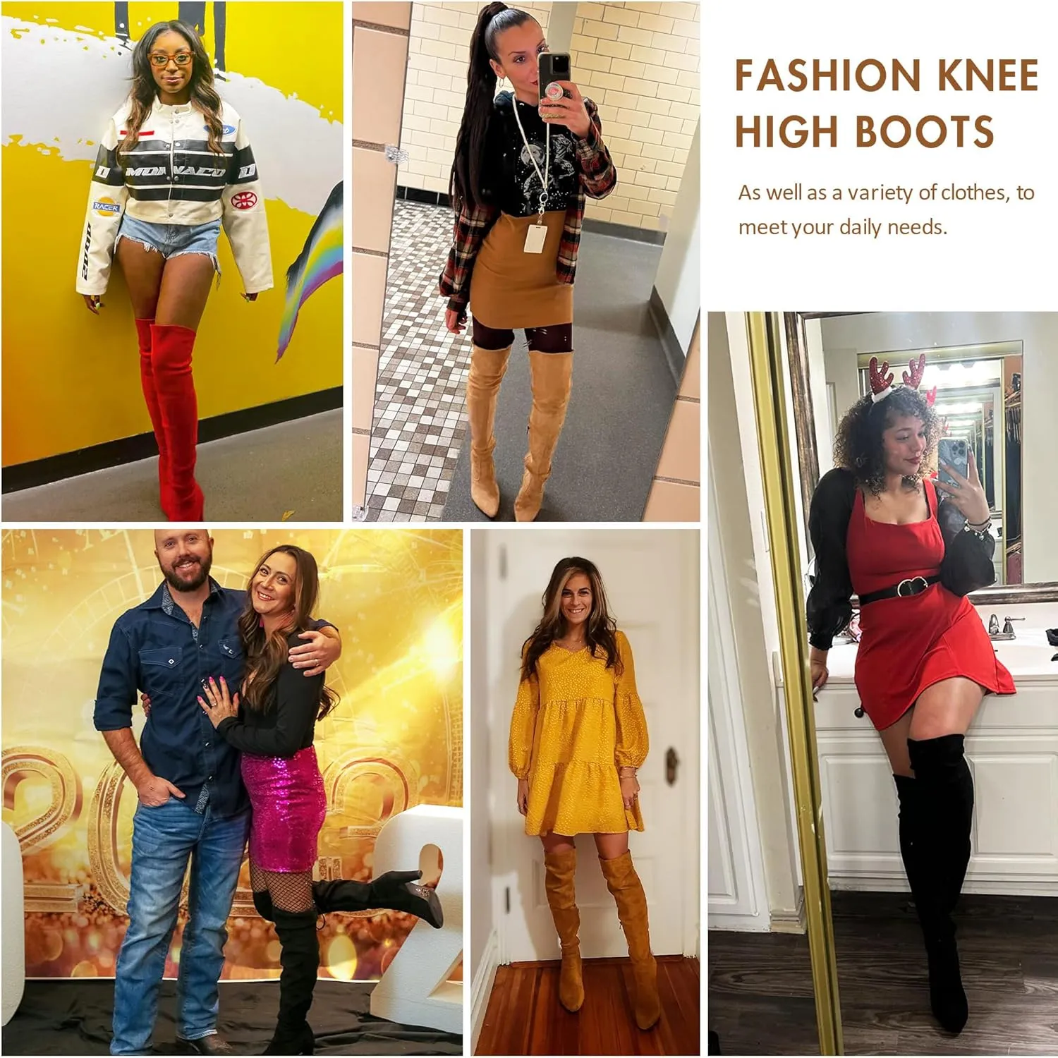 Vepose Womens Thigh High Over The Knee Boots Suede Fashion Long 3.5 Inch Heel Boots with Zipper