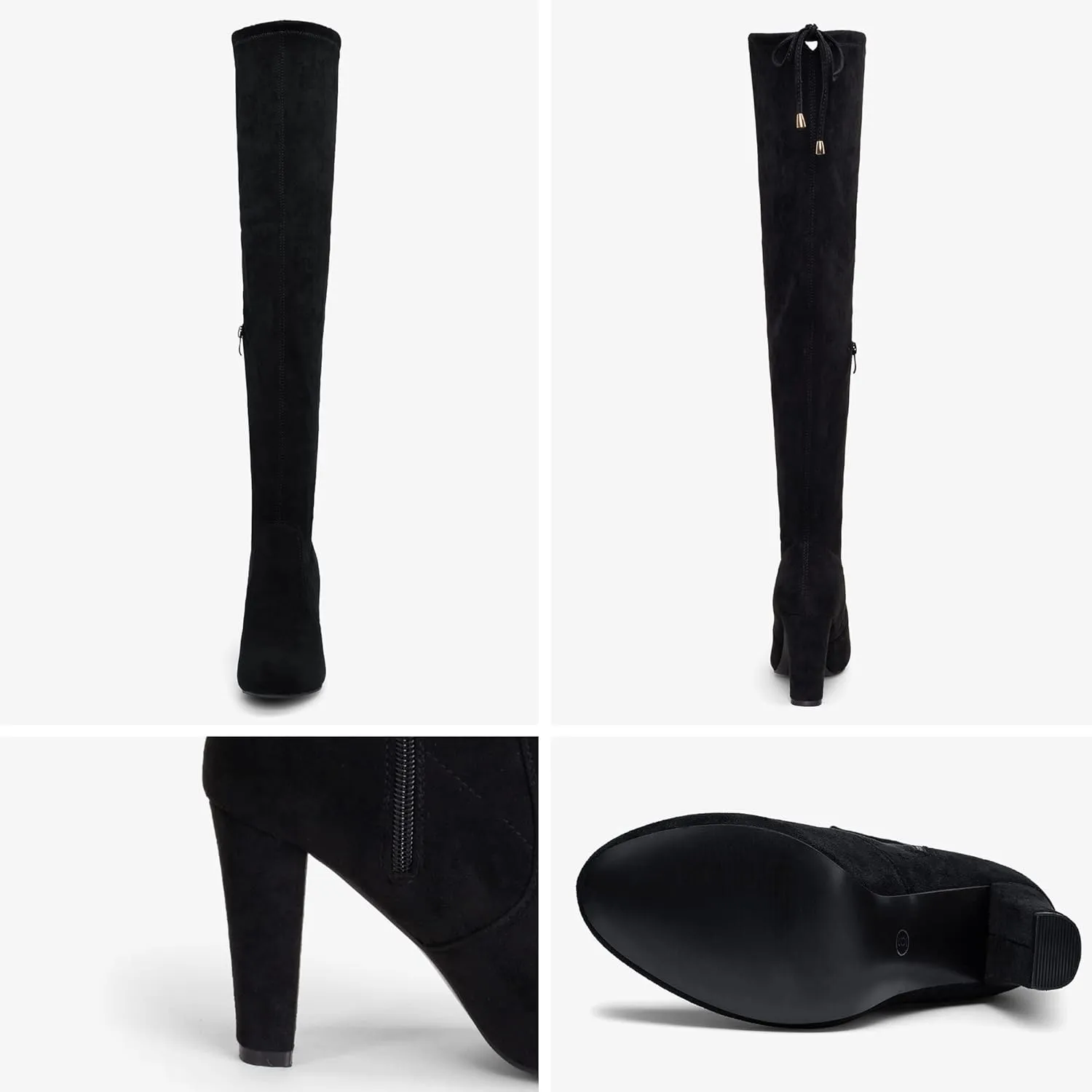 Vepose Womens Thigh High Over The Knee Boots Suede Fashion Long 3.5 Inch Heel Boots with Zipper