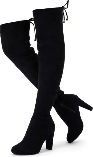Vepose Womens Thigh High Over The Knee Boots Suede Fashion Long 3.5 Inch Heel Boots with Zipper