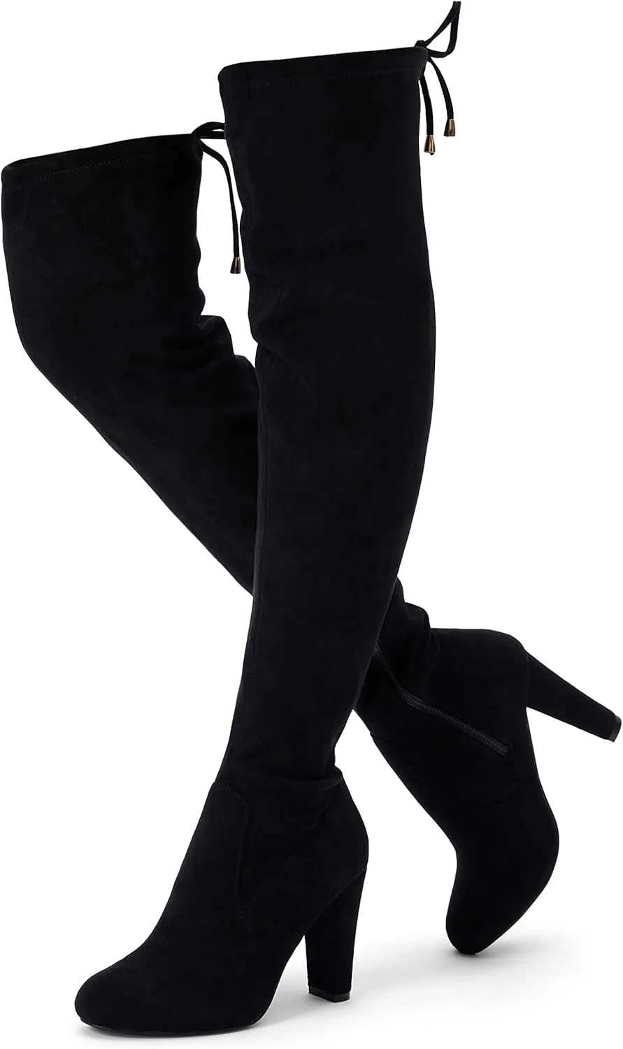 Vepose Womens Thigh High Over The Knee Boots Suede Fashion Long 3.5 Inch Heel Boots with Zipper