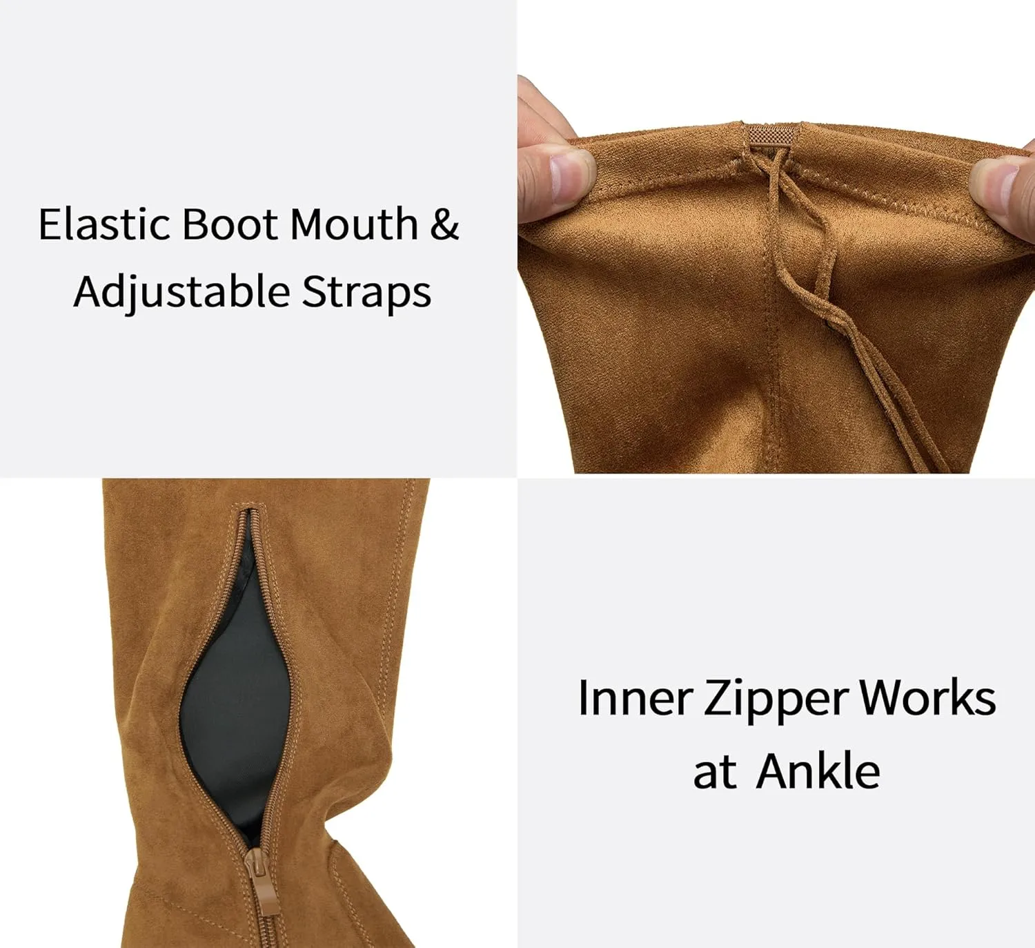 Vepose Womens Thigh High Over The Knee Boots Suede Fashion Long 3.5 Inch Heel Boots with Zipper