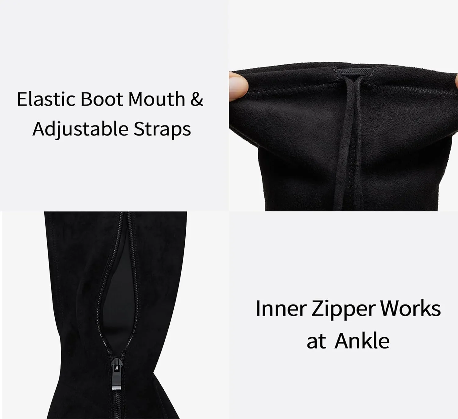 Vepose Womens Thigh High Over The Knee Boots Suede Fashion Long 3.5 Inch Heel Boots with Zipper