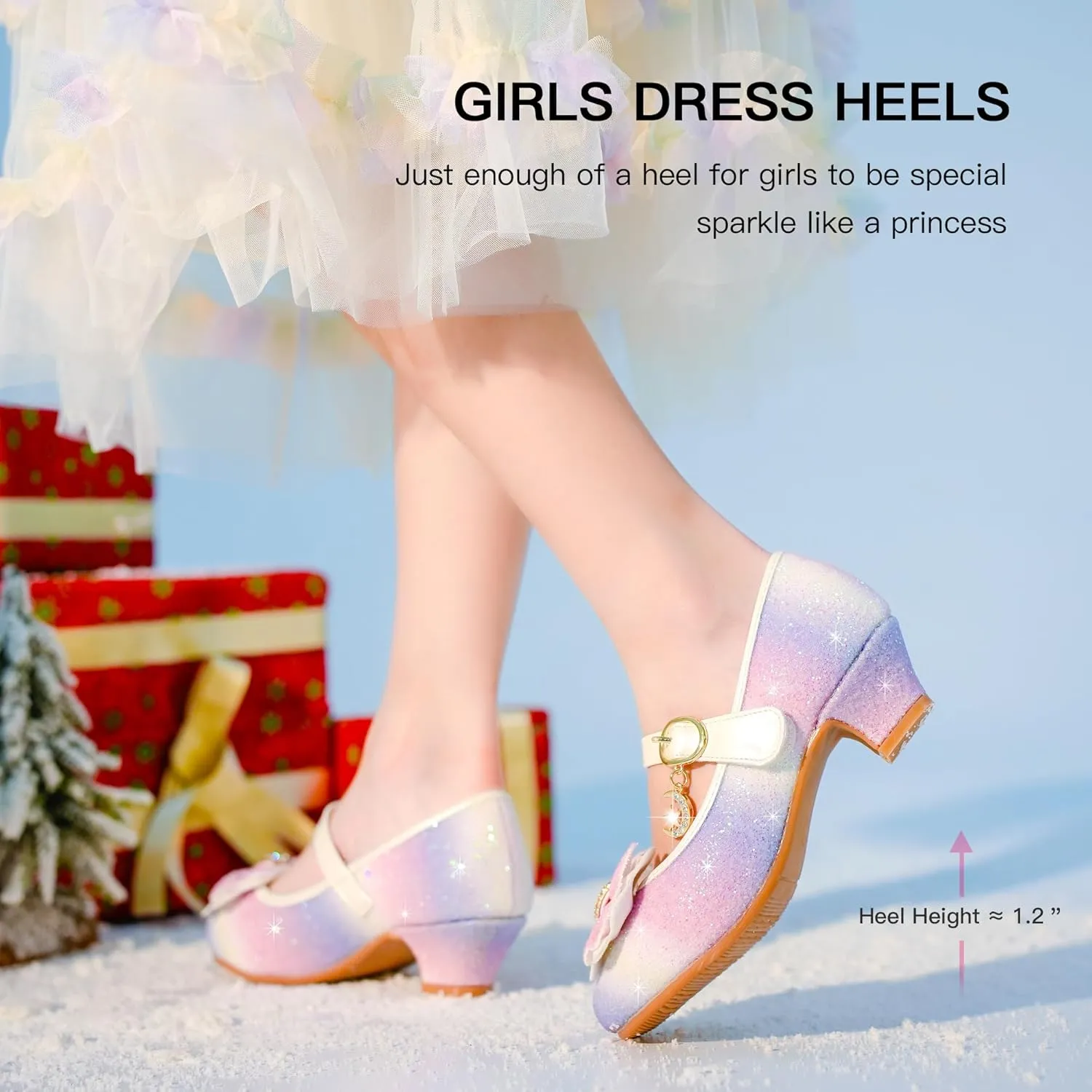 Walofou Flower Girls Wedding Party Heel Princess Shoes Flats for Kid Toddler