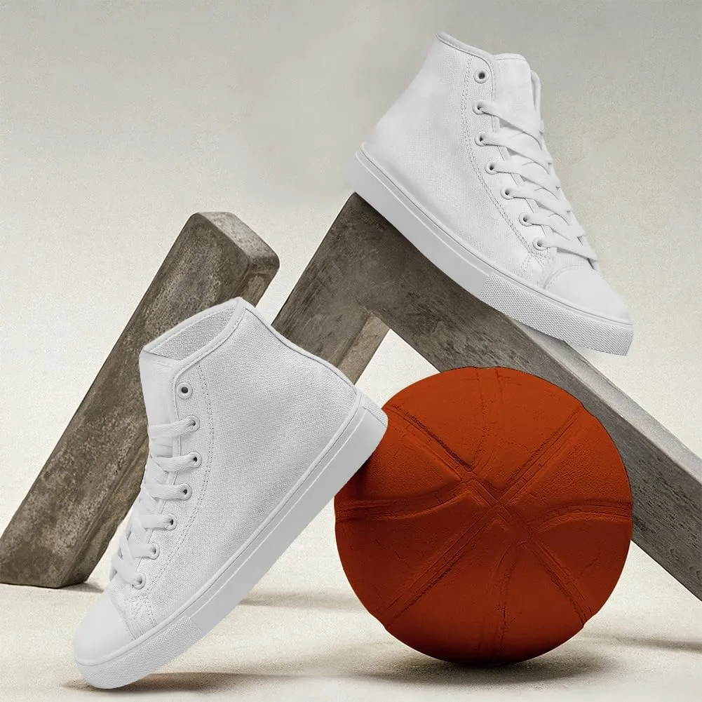 White High Top Canvas Shoes Womens Mens High Top Sneakers Lace Up Casual Shoes Gifts for Men Women