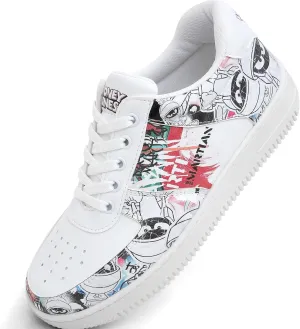 White Sneakers for Women - Handmade Women's Fashion Sneakers, Vegan Leather and Unique Design Dice Sneakers