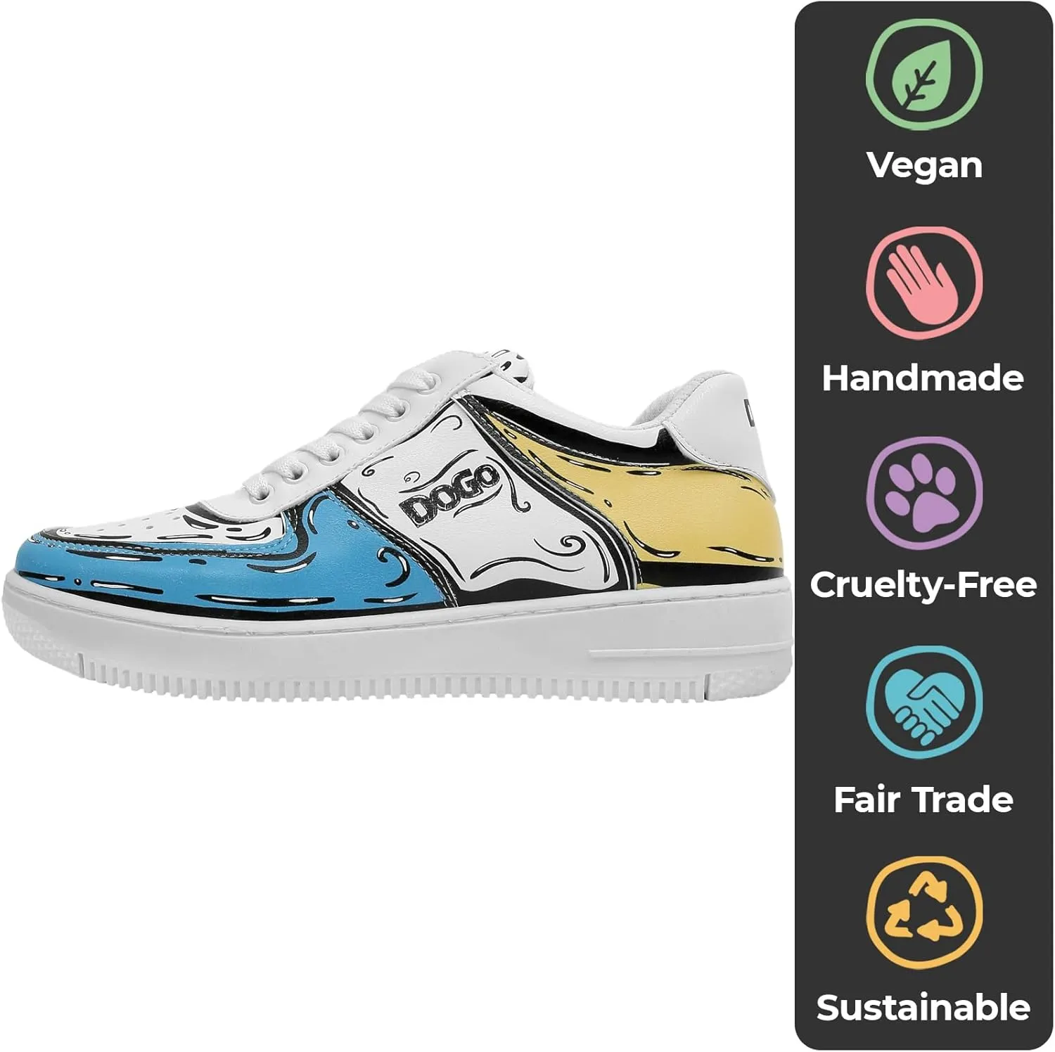 White Sneakers for Women - Handmade Women's Fashion Sneakers, Vegan Leather and Unique Design Dice Sneakers