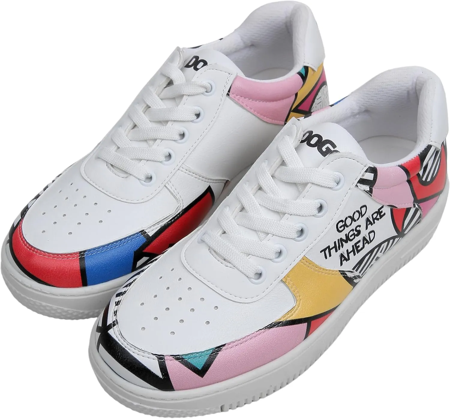 White Sneakers for Women - Handmade Women's Fashion Sneakers, Vegan Leather and Unique Design Dice Sneakers
