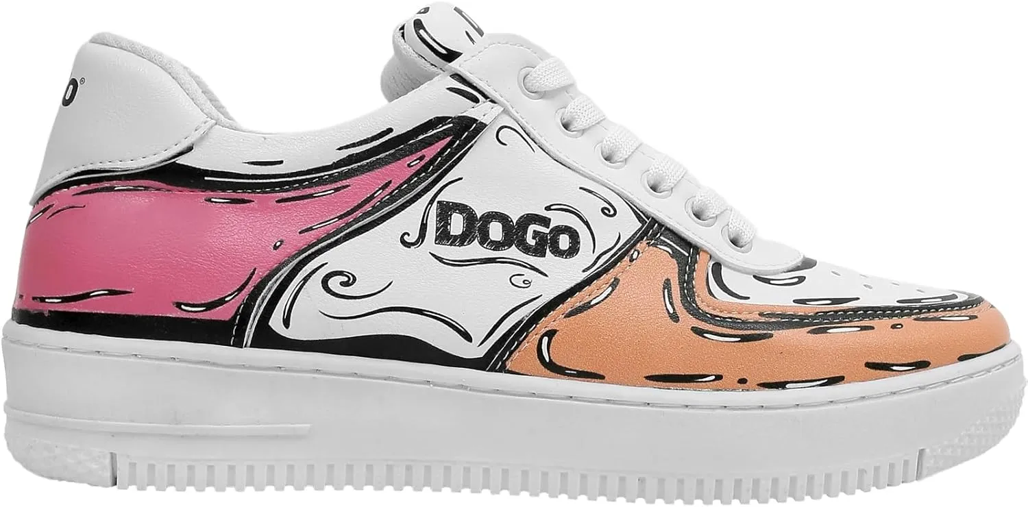 White Sneakers for Women - Handmade Women's Fashion Sneakers, Vegan Leather and Unique Design Dice Sneakers