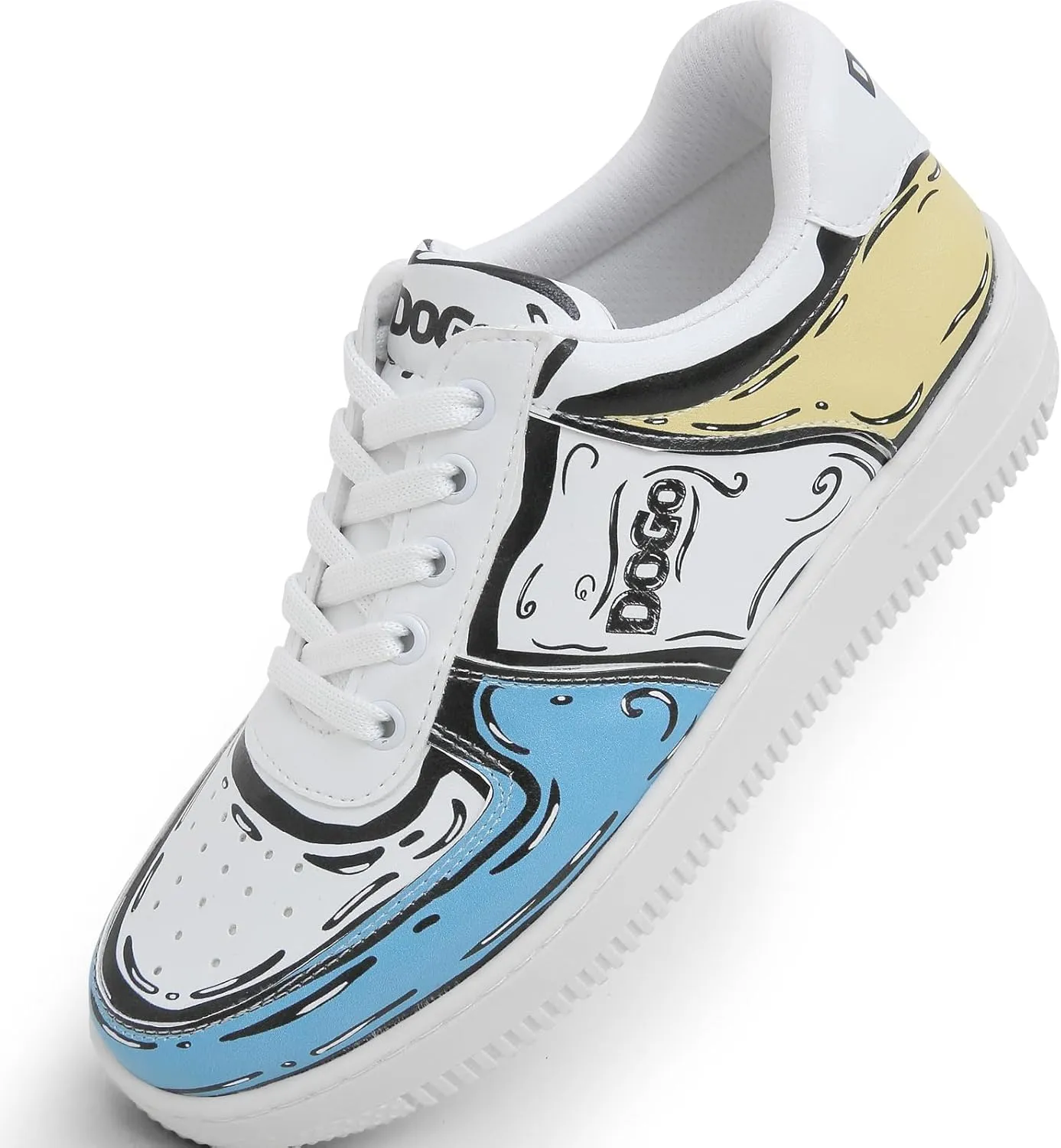White Sneakers for Women - Handmade Women's Fashion Sneakers, Vegan Leather and Unique Design Dice Sneakers