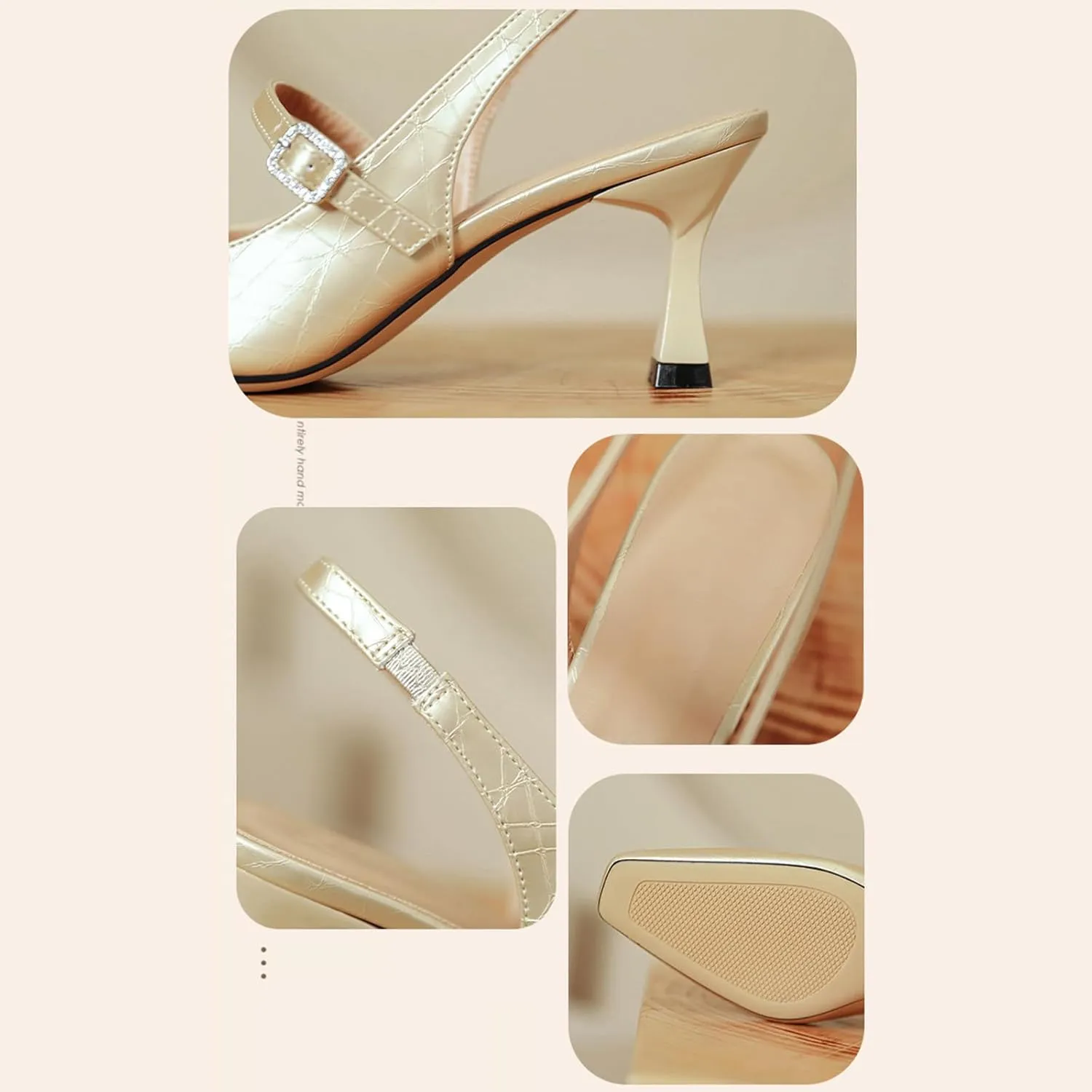 Women's Closed Pointed Toe Slingback Pumps Sandals - Slip-on For Parties - Stylish Silver French Mary Jane Single Shoes With Thin Heels