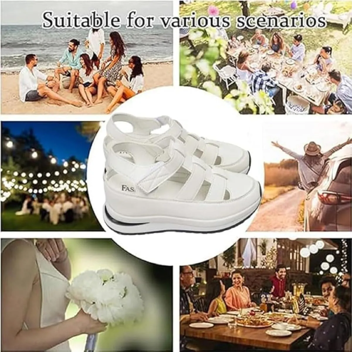 Women's Hollow Out Breathable Platform Wedge Sandals Sneakers, Womens Stylish Casual Closed Toe Sandal Adjustable Strap