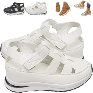 Women's Hollow Out Breathable Platform Wedge Sandals Sneakers, Womens Stylish Casual Closed Toe Sandal Adjustable Strap