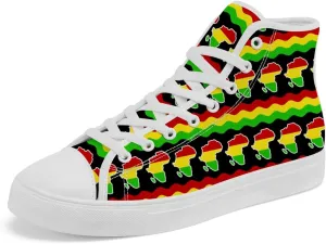 Women's Men's African High Top Canvas Shoes Juneteenth High Top Sneakers Lace Up Casual Shoes Gifts for Men Women