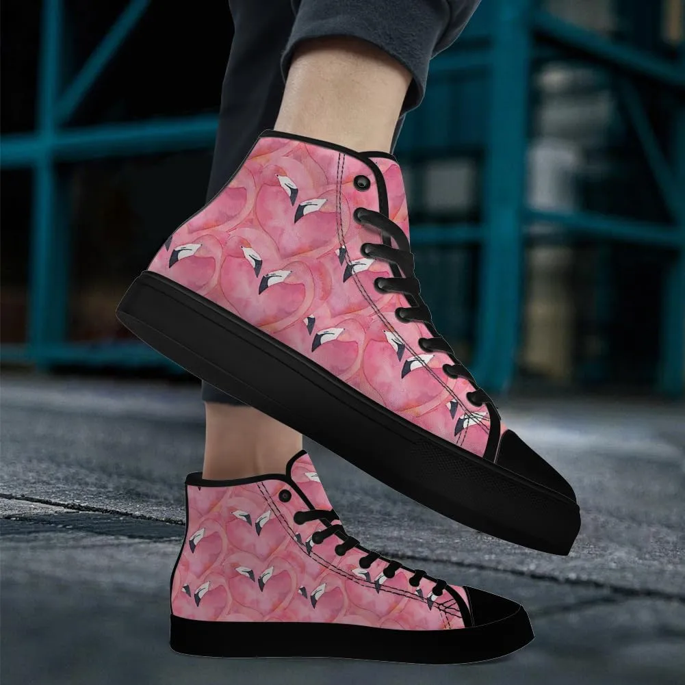 Women's Men's Flamingo High Top Canvas Shoes High Top Sneakers Lace Up Casual Shoes Gifts for Men Women
